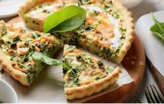 Spinach and salmon quiche